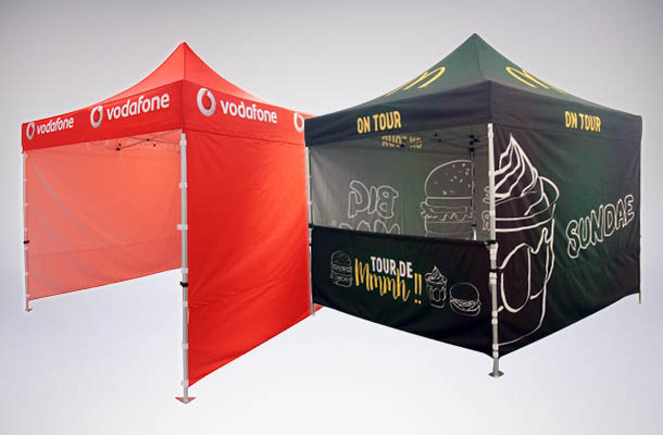 Printed pop up tents with your logo or photo