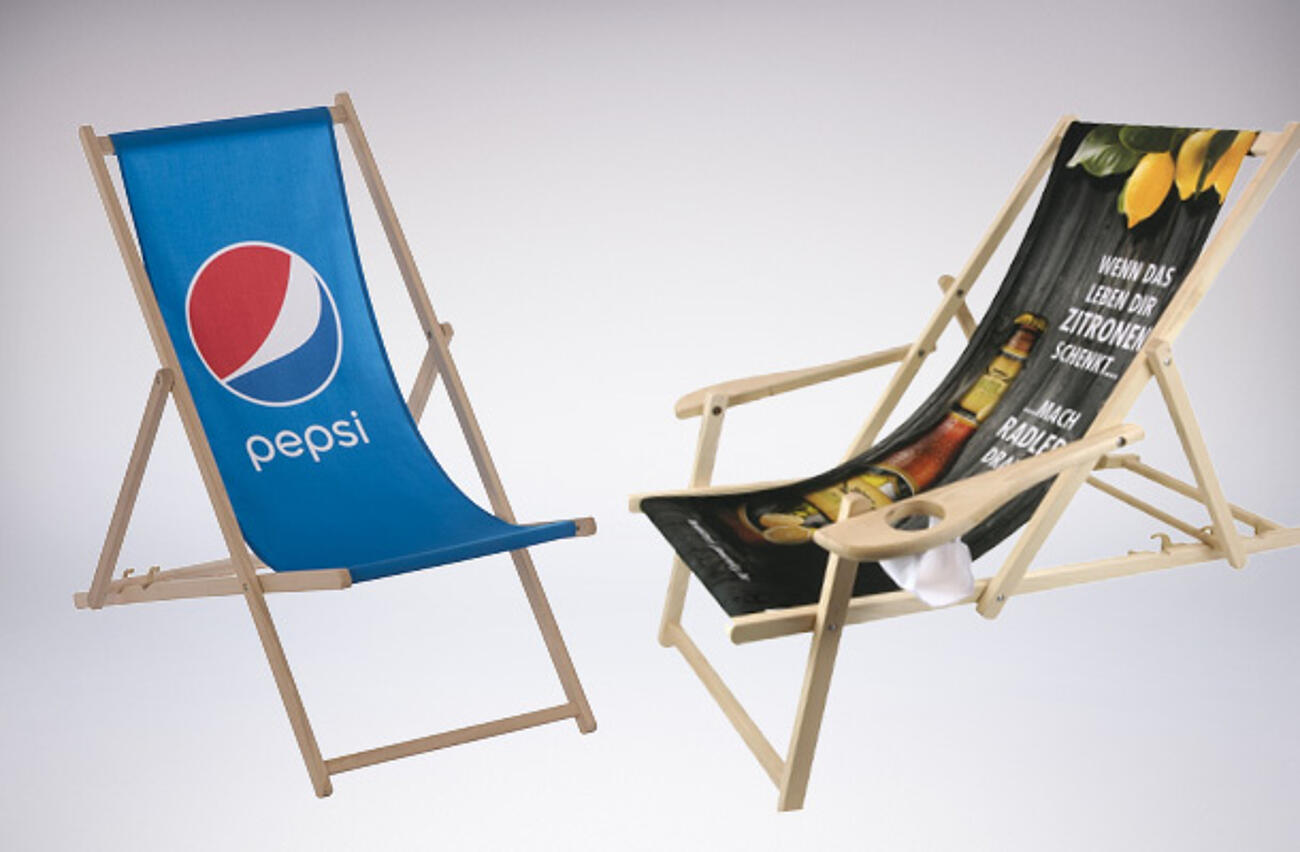 Personalised deckchairs with logo and photo print