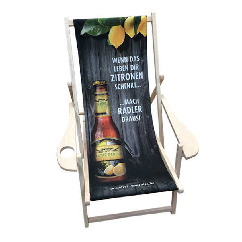 Chair with beer advertising